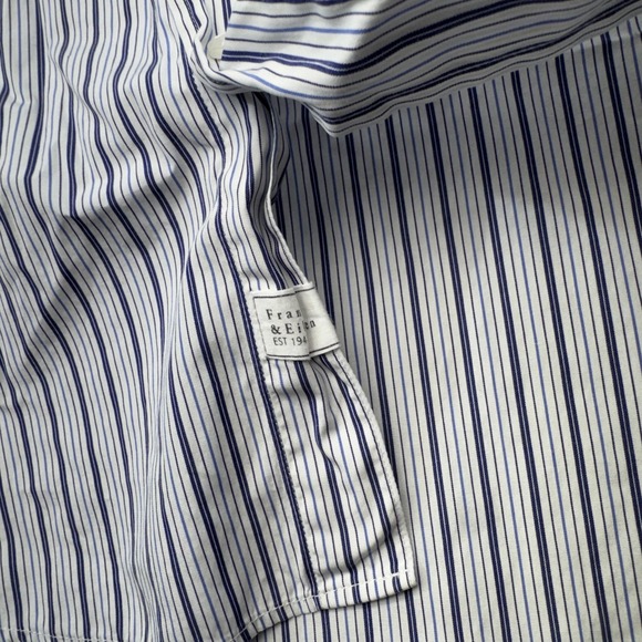 Frank & Eileen Shirt Womens Small White Striped High Low Hem Button Greyson - Picture 8 of 9